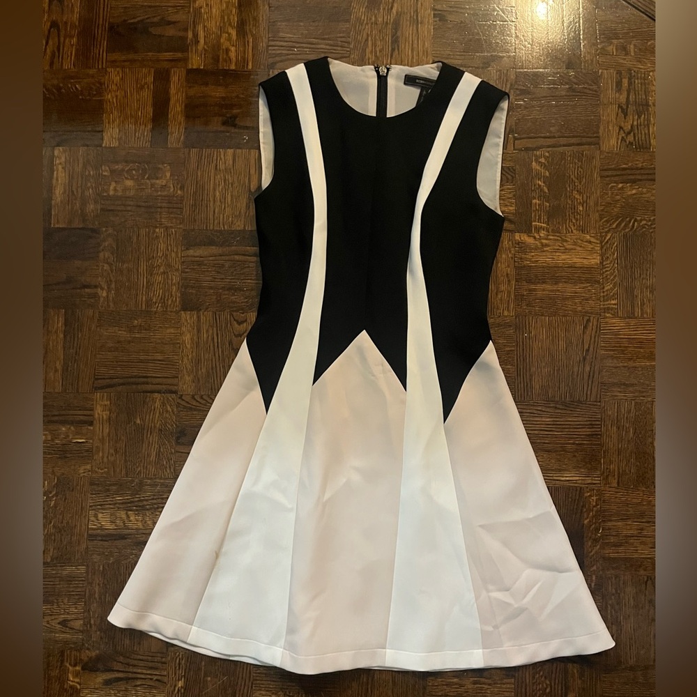 BCBGMaxAzria Black and White Geometric Mini Dress